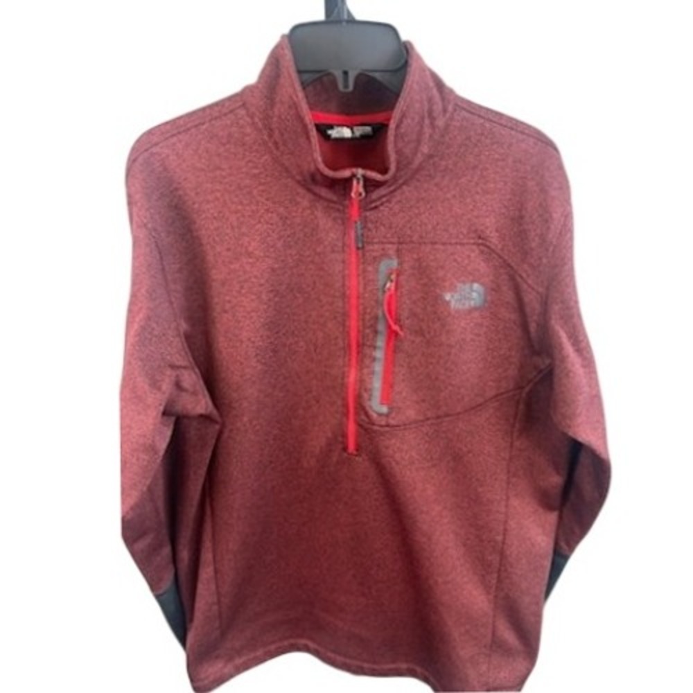 The‎ North Face Pullover Fleece Sweater Top Quarter Zip Red Athletic Size Large